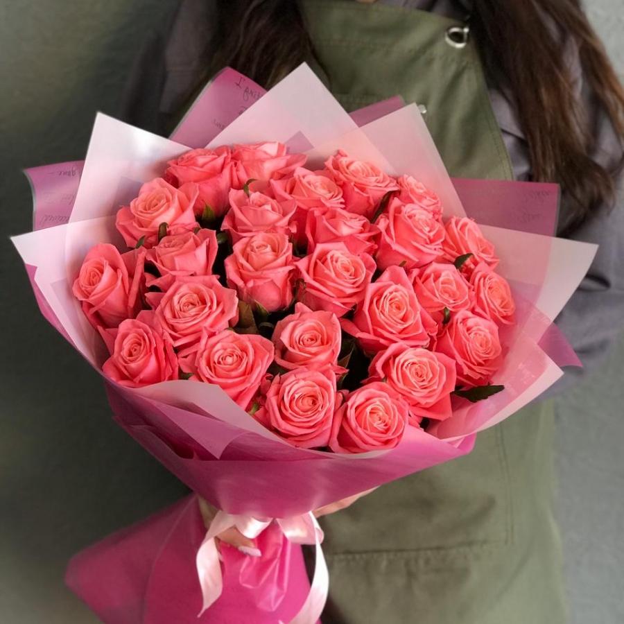 Розовые розы 50 см 25 шт. (Россия) артикул  50875vol