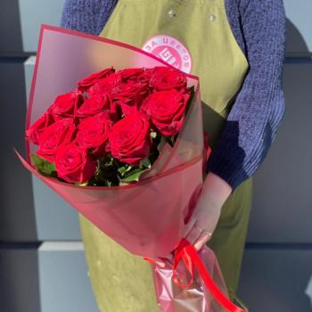 Красные розы 60 см 15 шт. (Россия) (№ - 50925vol)