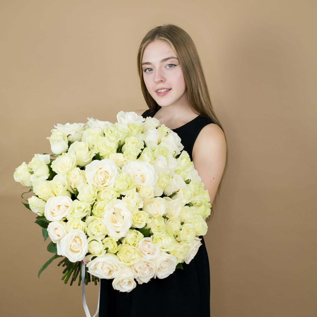 Букет из белых роз 101 шт 40 см (Эквадор) (№  13875)