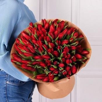 Красные тюльпаны 101 шт № - 21725vl